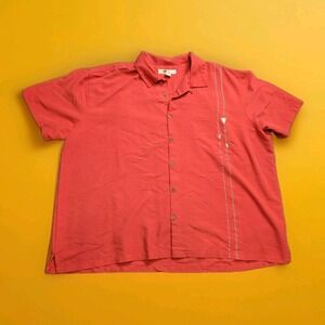 Joe Marlin Hawaiian Shirt Button Up Cocktails Martini Embossed 3X